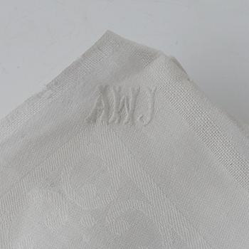 Four linen damask tablecloths.