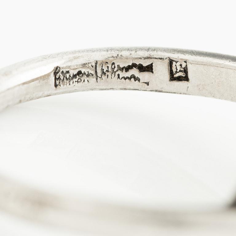 Wiwen Nilsson, ring, silver med fasettslipad bergkristall, Lund 1939.