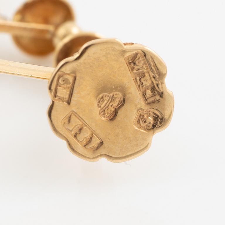 Örhängen 18K guld med fasettslipade vita stenar.