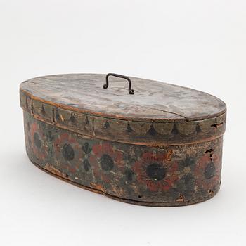 Two Swedish painted boxes with cover, 19th Century.