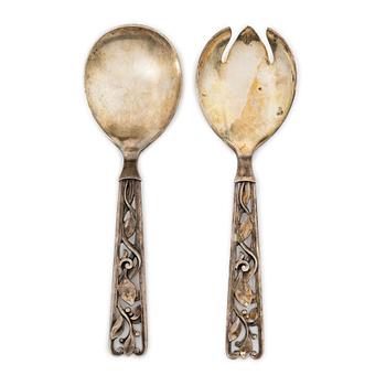 A pair of silver salad cutlery, mark of W&S Sörensen, Horsens, Denmark, 20th century.