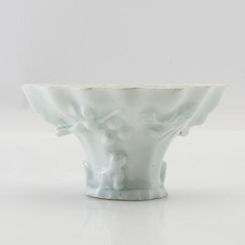 Wine tasting bowl porcelain, blanc-de-chine, China, 19th century.
