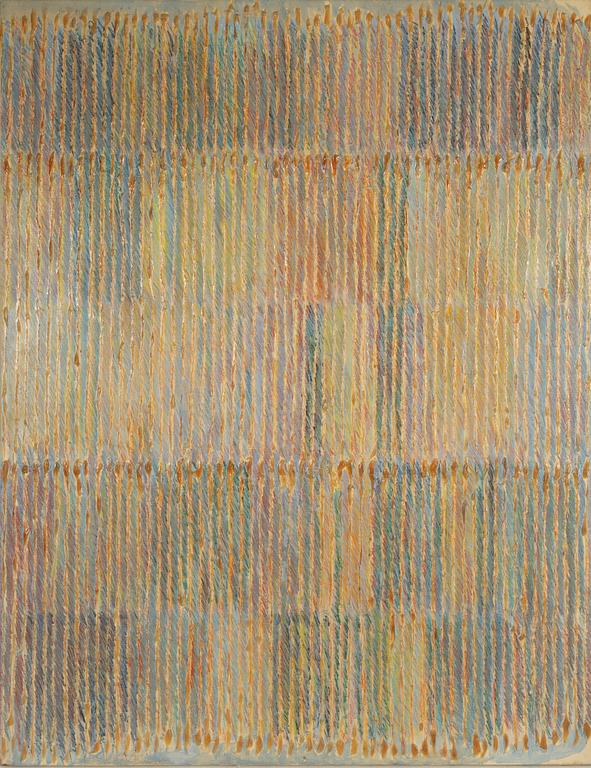 Lenore Malen, mixed media on canvas, signed and dated 1978 verso.