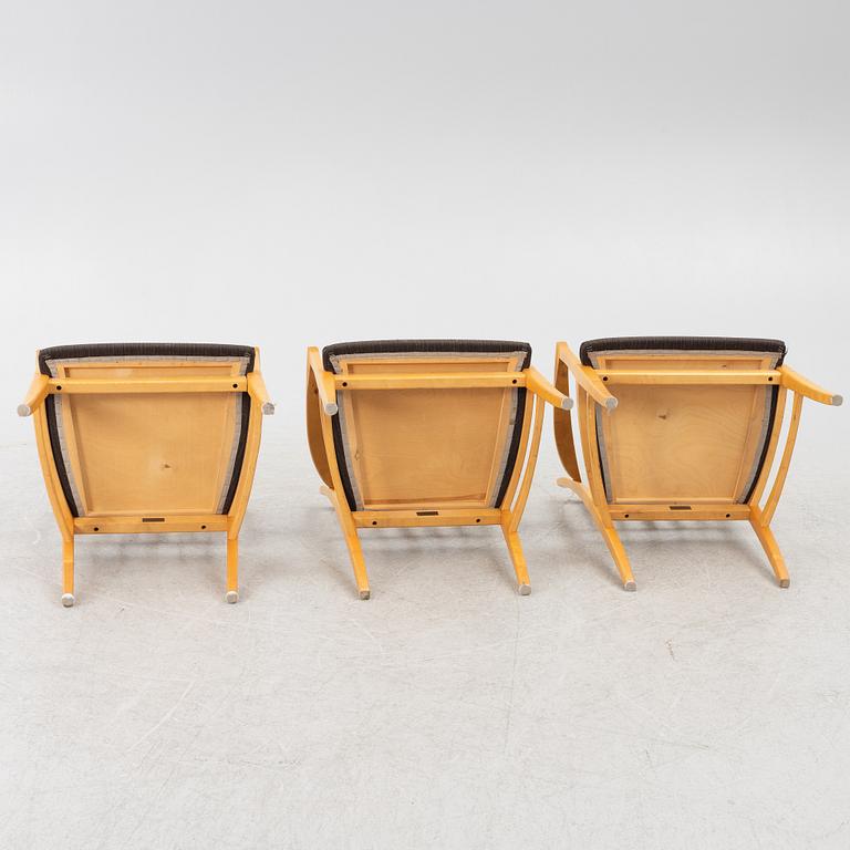 Carl Malmsten, a set of 3 "Talavid" armchairs, OH Sjögren, second half of the 20th century.