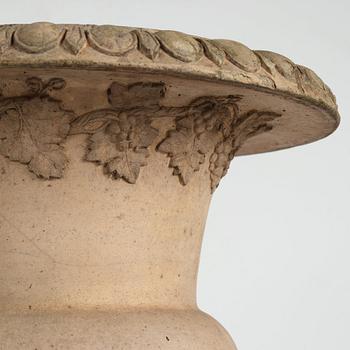 A Swedish Höganäs 1860's stoneware garden urn attributed to Ferdinand Ring.