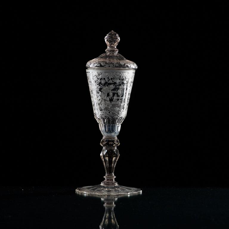 A German goblet with cover, 18th Century.