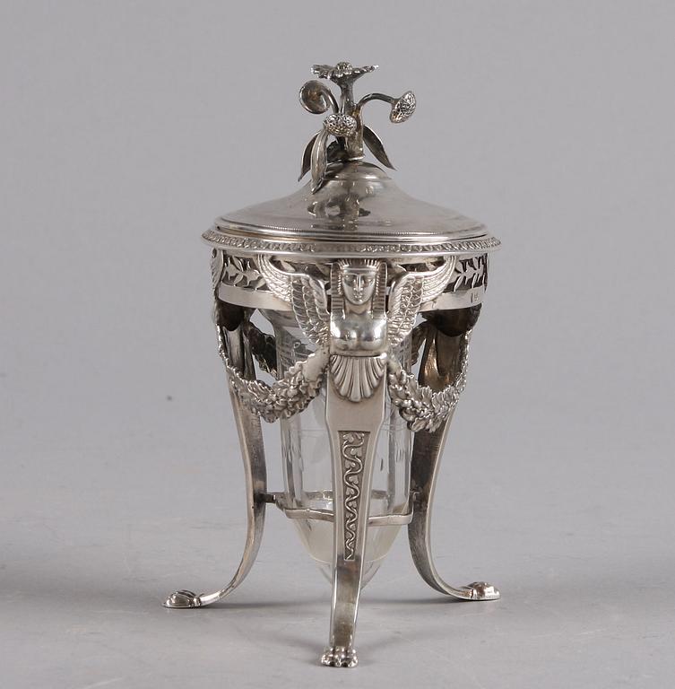 UPPSATSKÅL, silver, senempire. Utl. stämplar, 1800-tal.