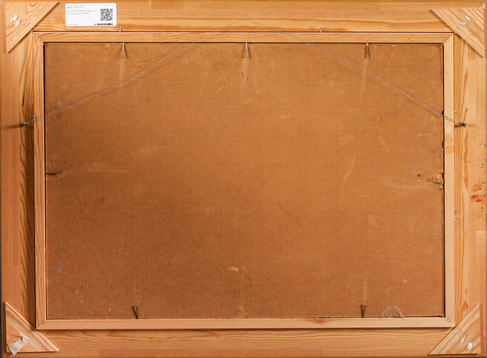 ANTON GENBERG, olja på pannå, signerad 1938.