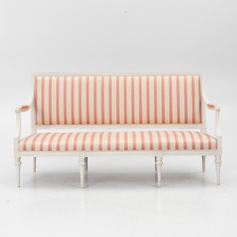A Gustavian sofa, late 18th century.