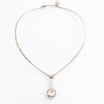 Necklace with pendant, silver and white stone, Ceson, Gothenburg 1968 and 1969.