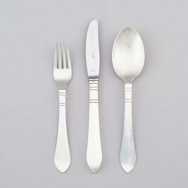 Georg Jensen, a set of 240 pieces of 'Continental' sterling and stainless steel flatware, Copenhagen 1945-77.