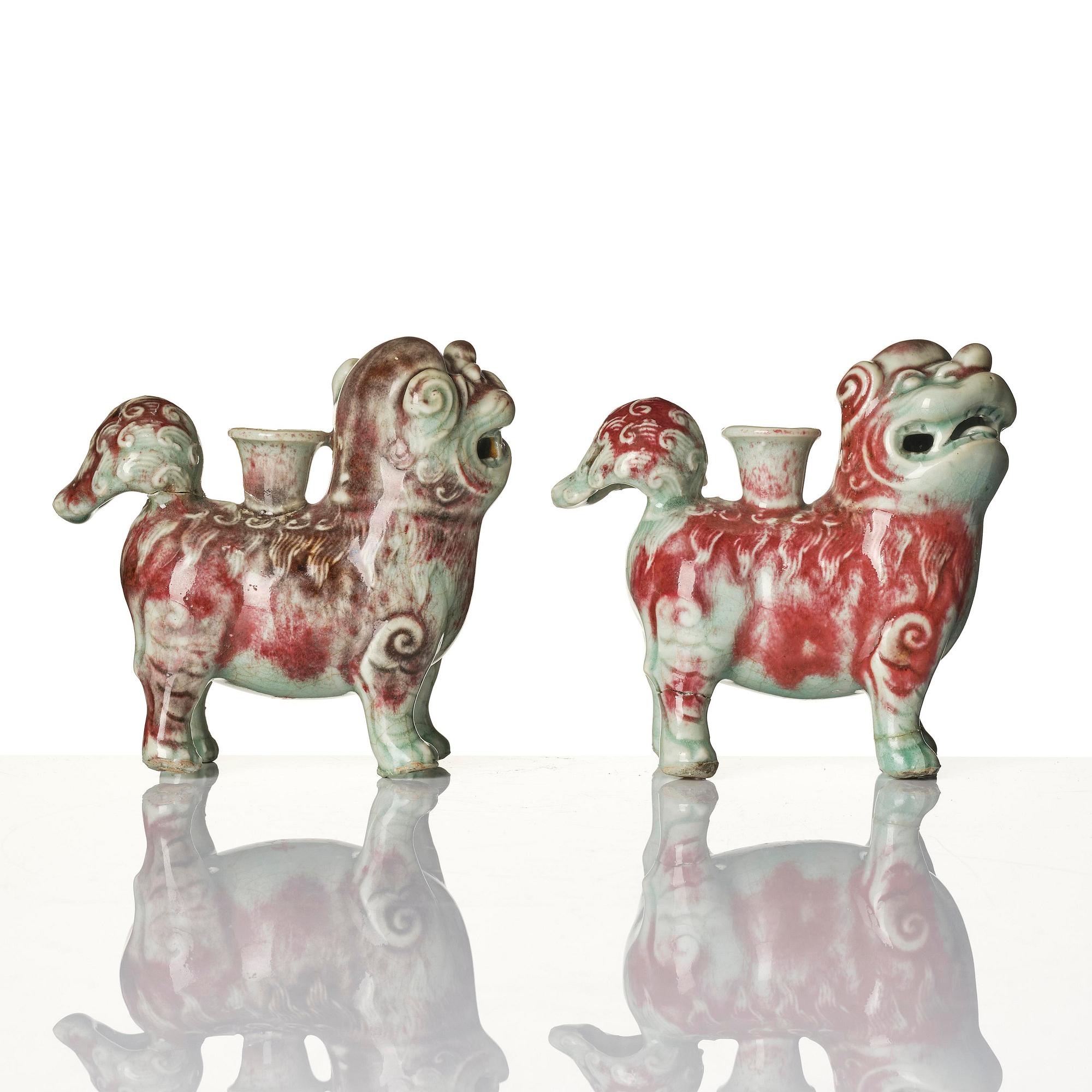 A pair of joss stick/candle holders, Qing dynasty, 18th century.