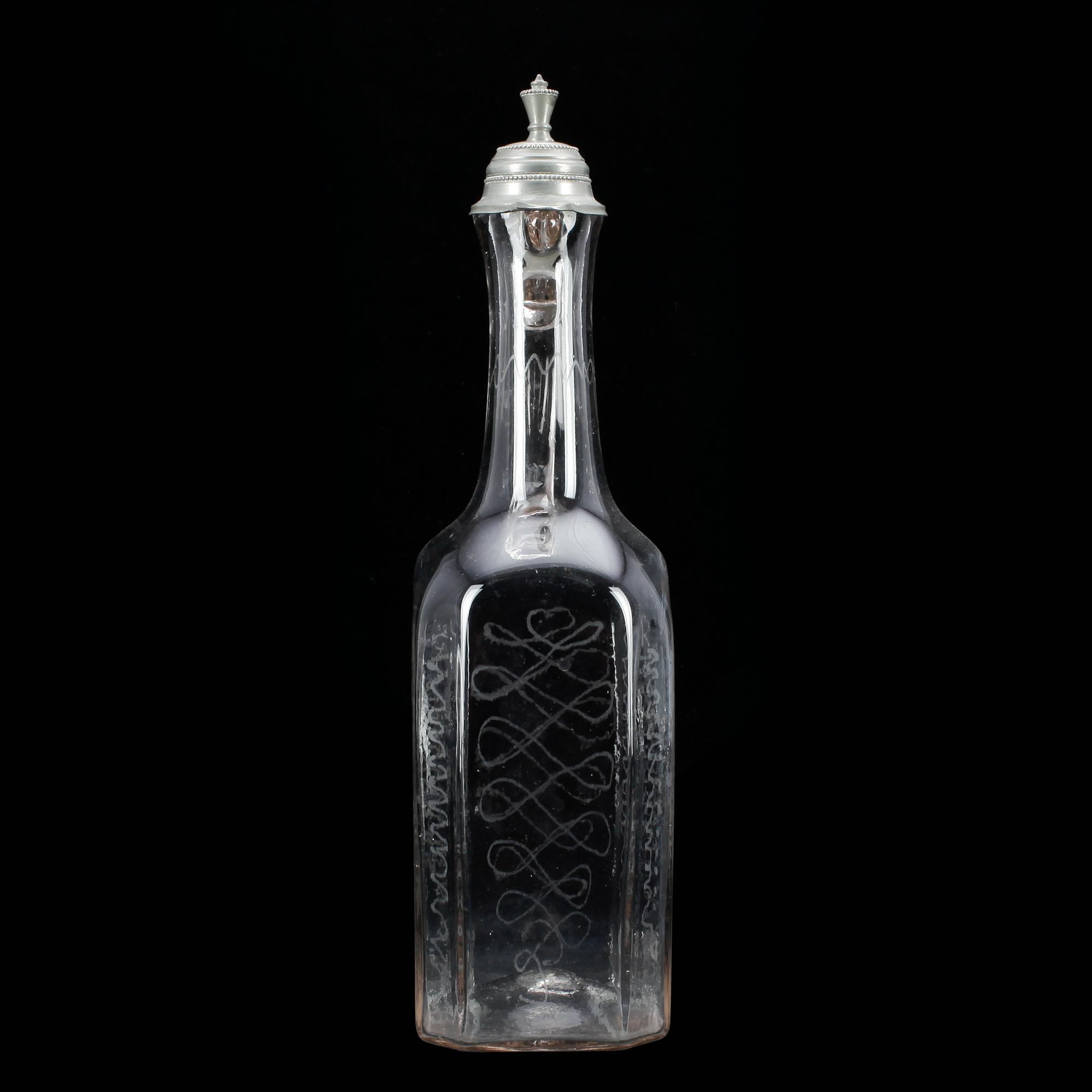 KARAFF, glas och tenn, 1800-talets slut.