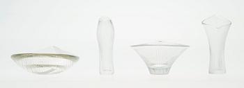 Tapio Wirkkala, TAPIO WIRKKALA, ART GLASS, 4 PIECES.