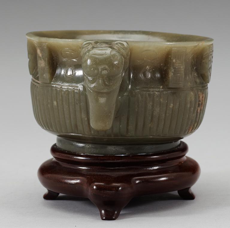 A nephrite censer, Qing dynasty.