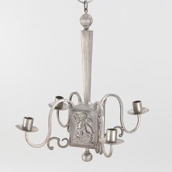 A Swedish Grace pewter chandelier, Sweden, 1920's.