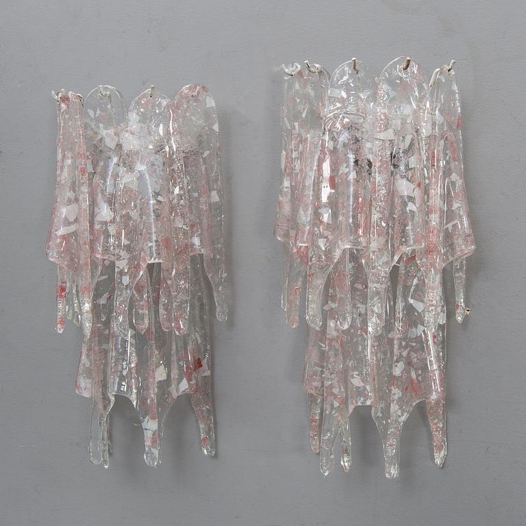 Vägglampetter, ett par, Italien, Murano, 1900-talets andra hälft.