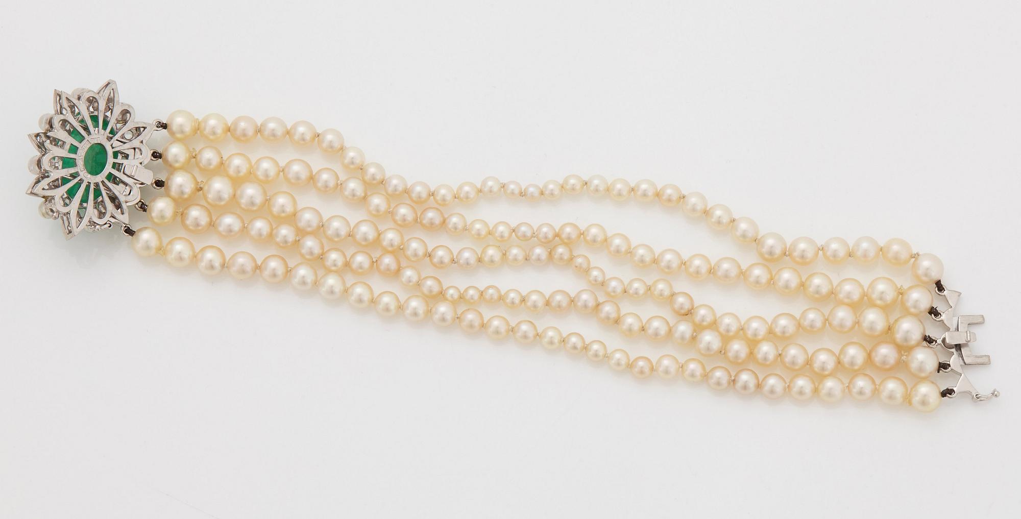A five strand cultured pearl bracelet.