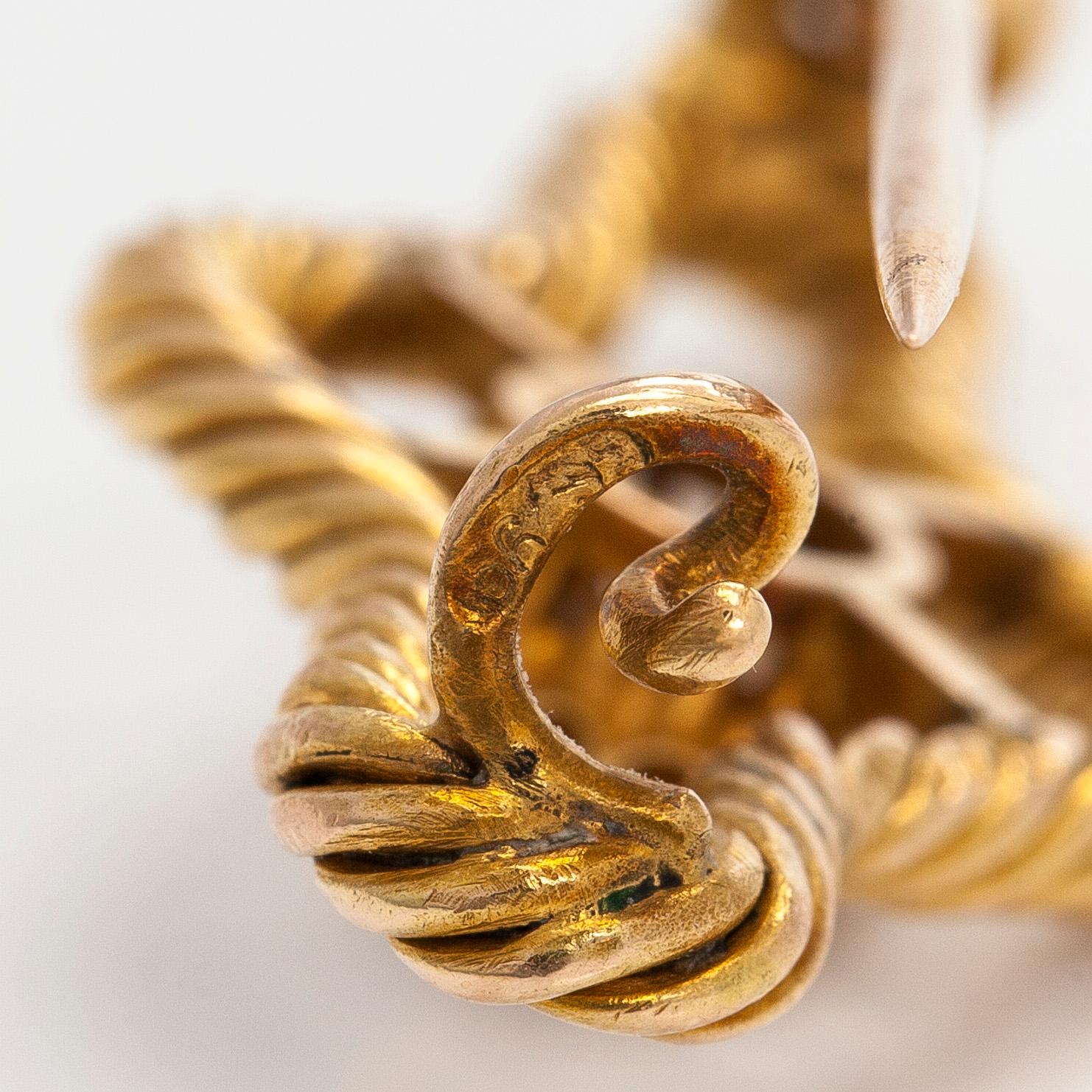 Brooch, antique cut diamonds, 14K (56) gold, St Petersburg 1898-1903.