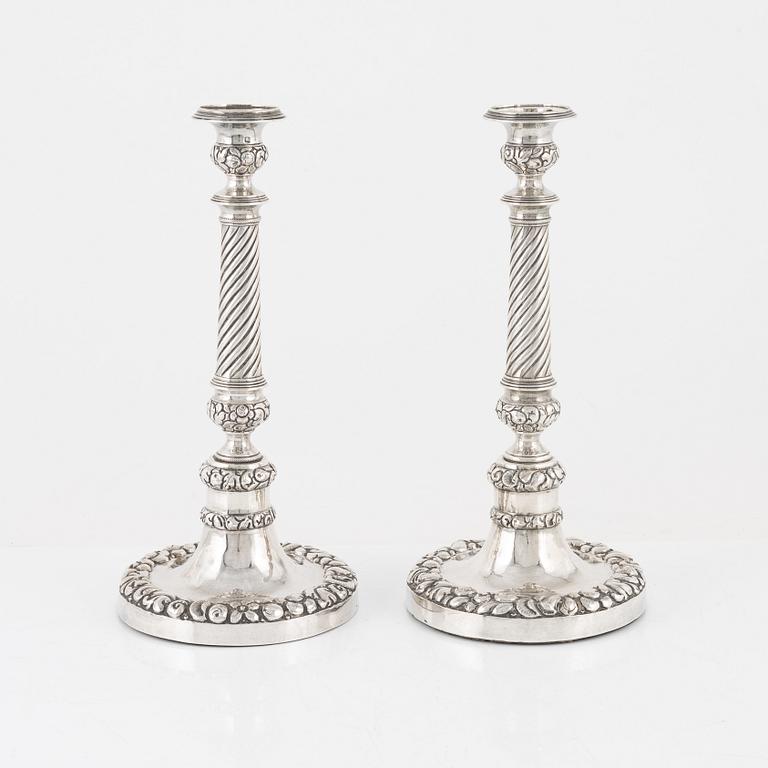 Candlesticks, a pair, silver, empire, Naples, 1830-35.
