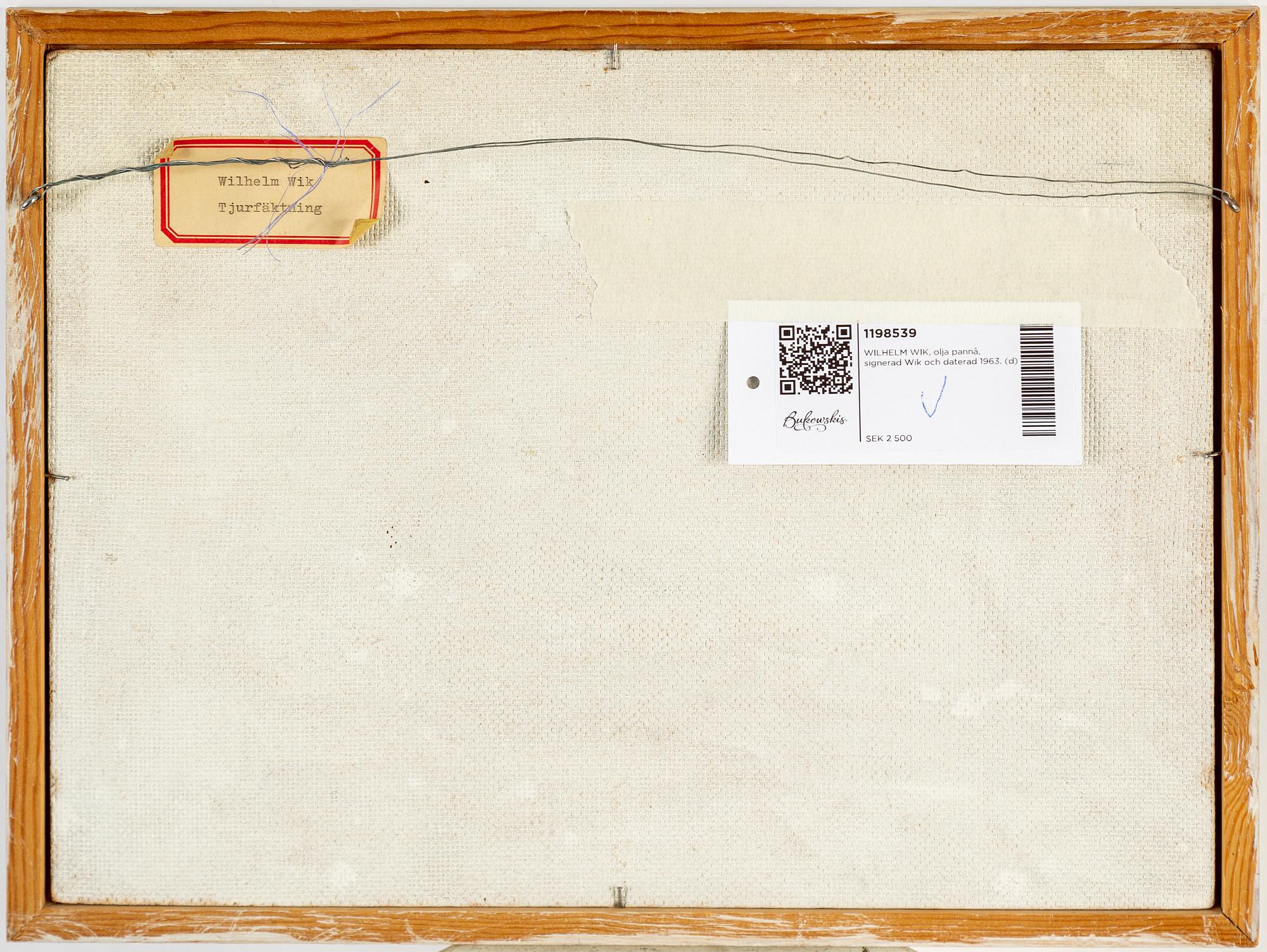 WILHELM WIK, oil on canvas/panel, signed Wik and dated 1963.