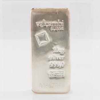 Silvertacka 1kg 999 Valcambi Suisse.