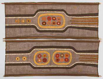 Viena Mertsalmi, two 1970's translucent weavings, unsigned.