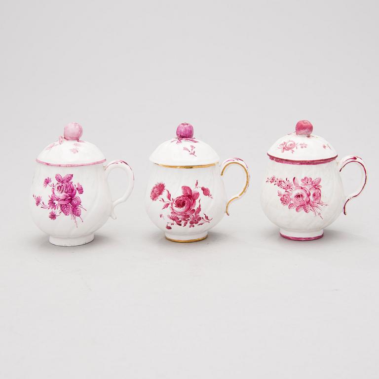 A set of 11 similar porcelain cream cups from Marieberg, Sweden, 18th Century.