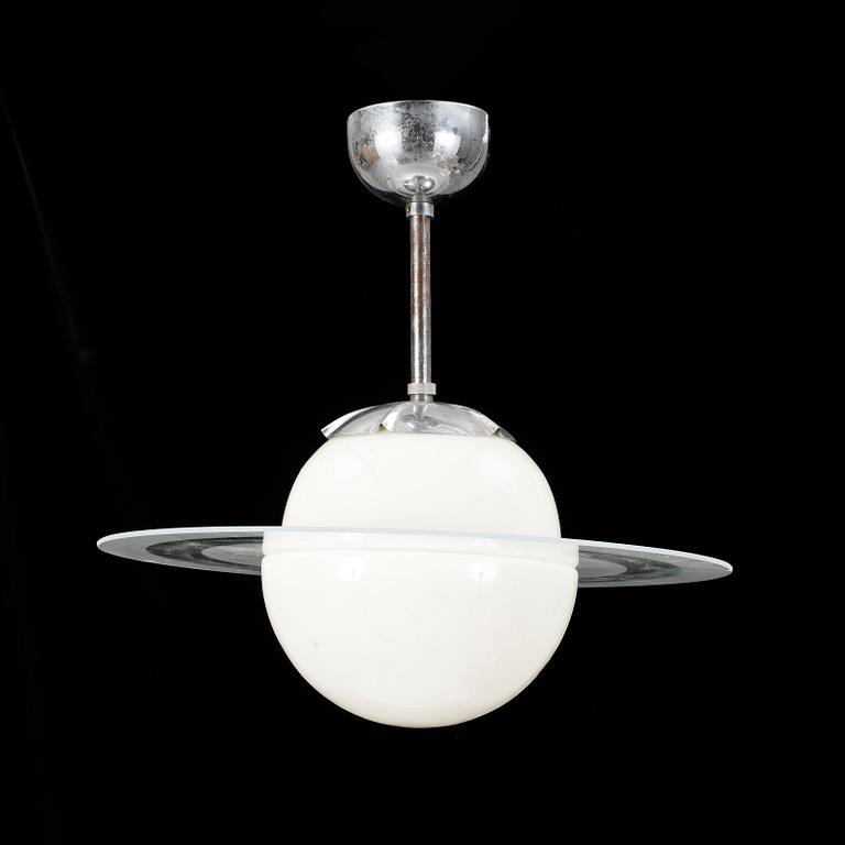 TAKLAMPA, sk saturnuslampa, glas, 1940/50-tal. Höjd ca 37 cm.