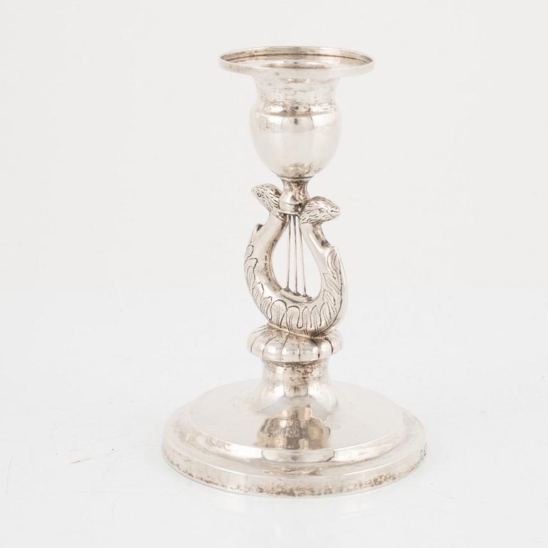 An Empire silver candlestick, Johan Daniel Hasselqvist, Hämeenlinna, Finland, 1837.