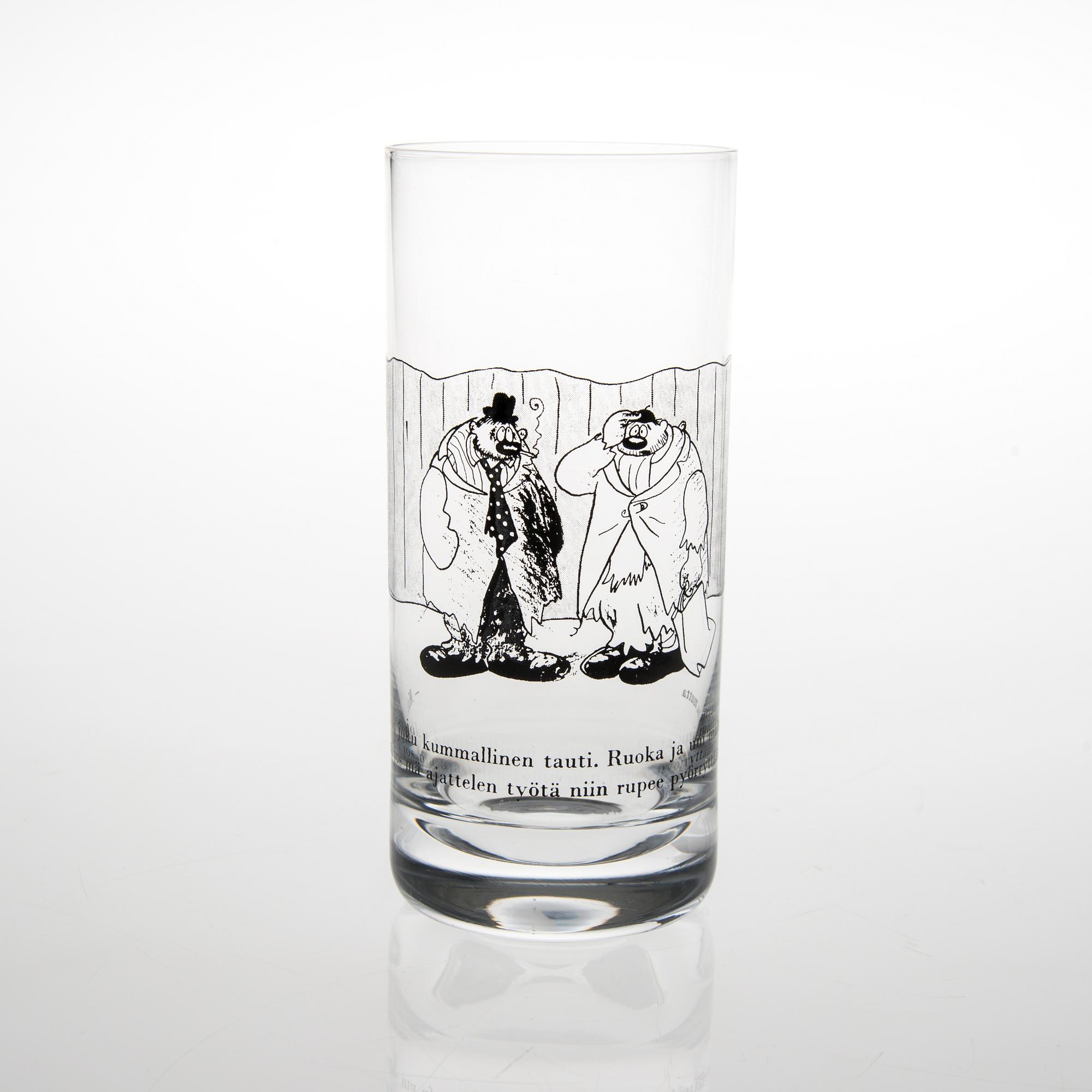 DRICKSGLAS, 6 st, med Kari Suomalainens skämtteckningar.