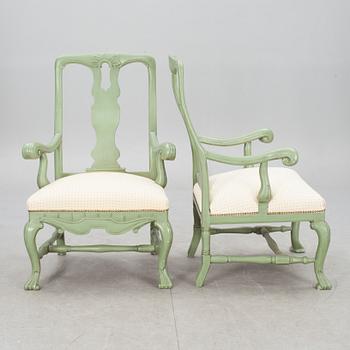 KARMSTOLAR, ett par, barockstil. 1900-tal.