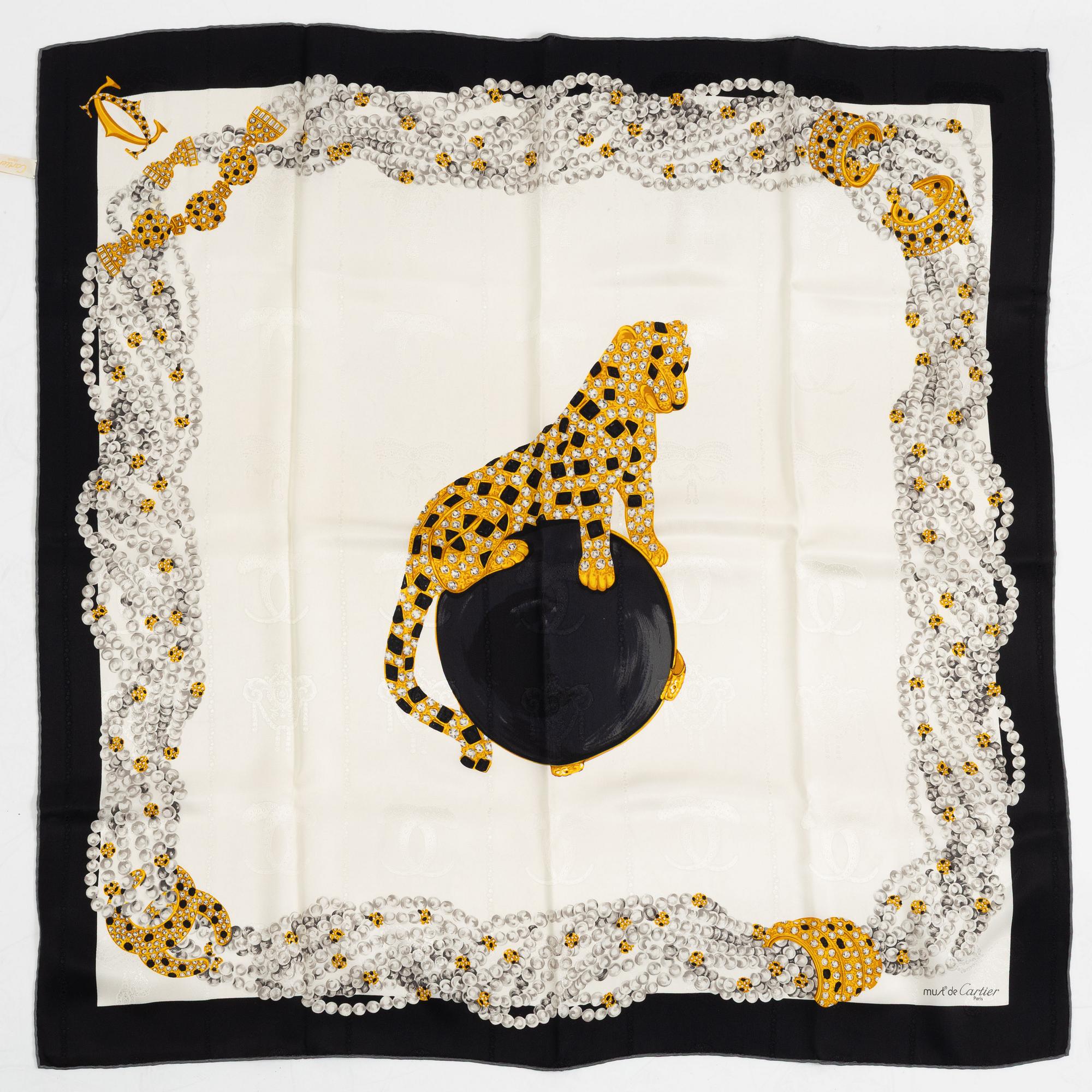 Cartier, a jacquard silk scarf, 'Panthere Royale'.