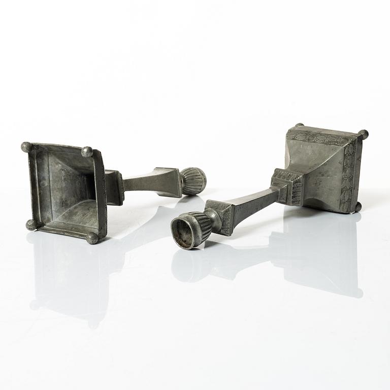 A pair of Swedish pewter candlesticks, marks of Nicklas Anström, Växjö (active 1817-1844).