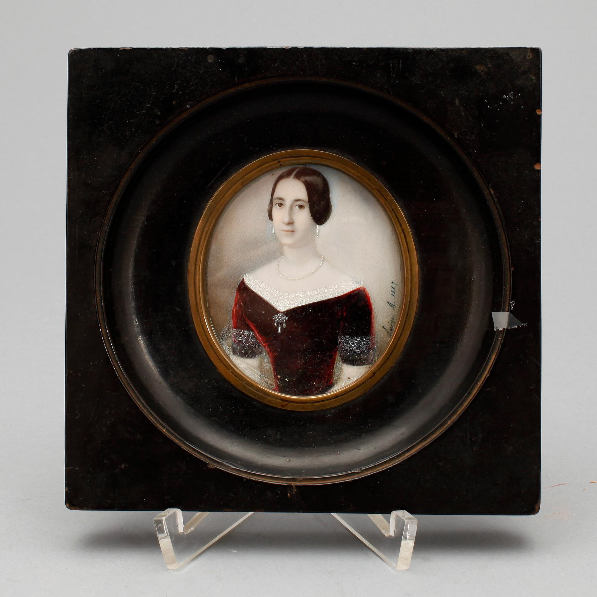 MINIATYR, gouache, signerad Luigi A, daterad 1847.