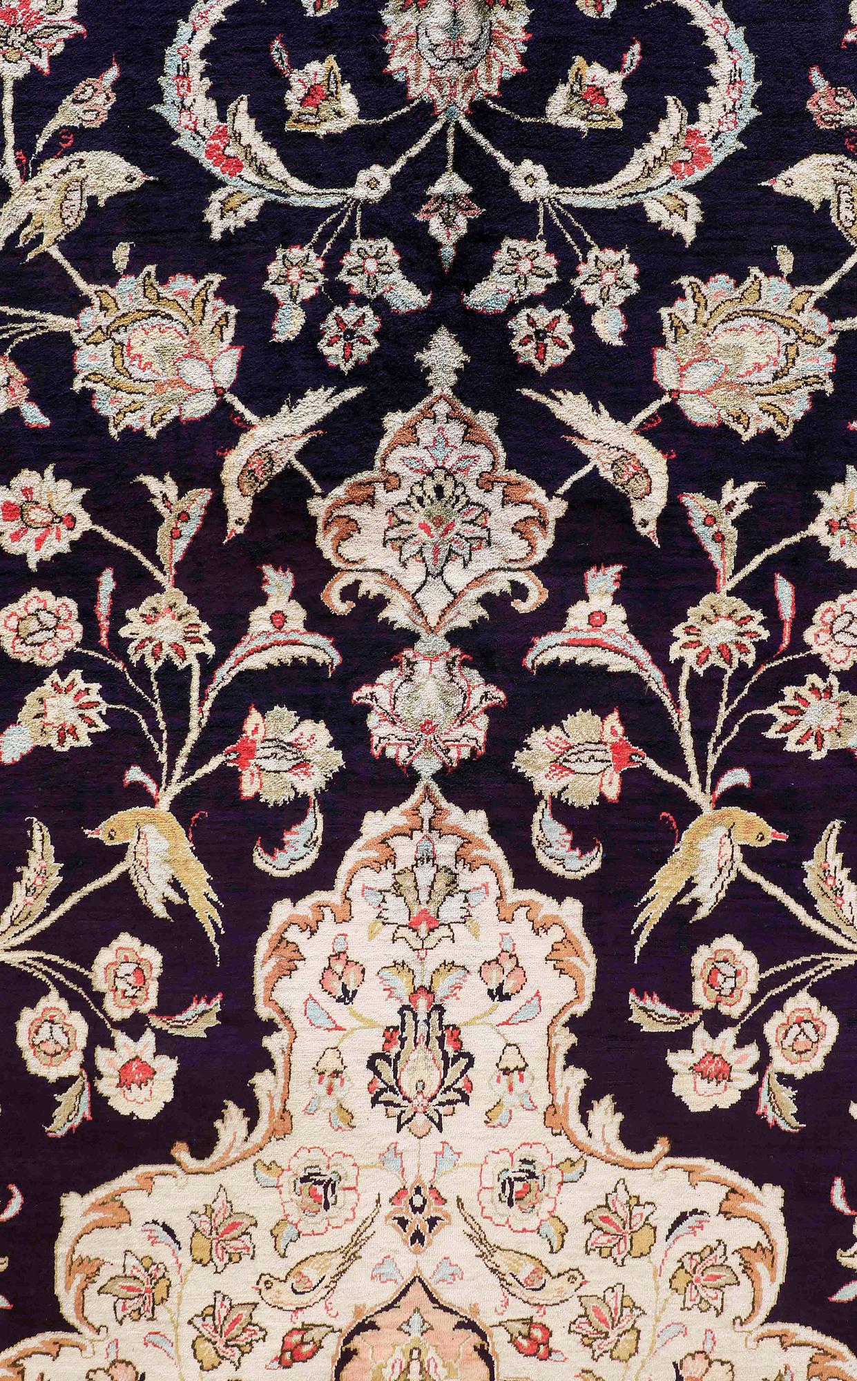 A CARPET, Figural silk Qum, signerad, 300 x 196 cm.