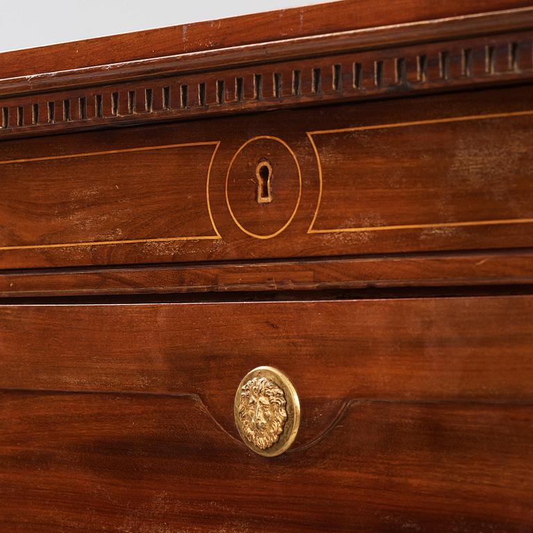 A late Gustavian mahogany secretaire attributed to J. F. Wejssenburg the Elder (master in Stockholm 1795-1837).