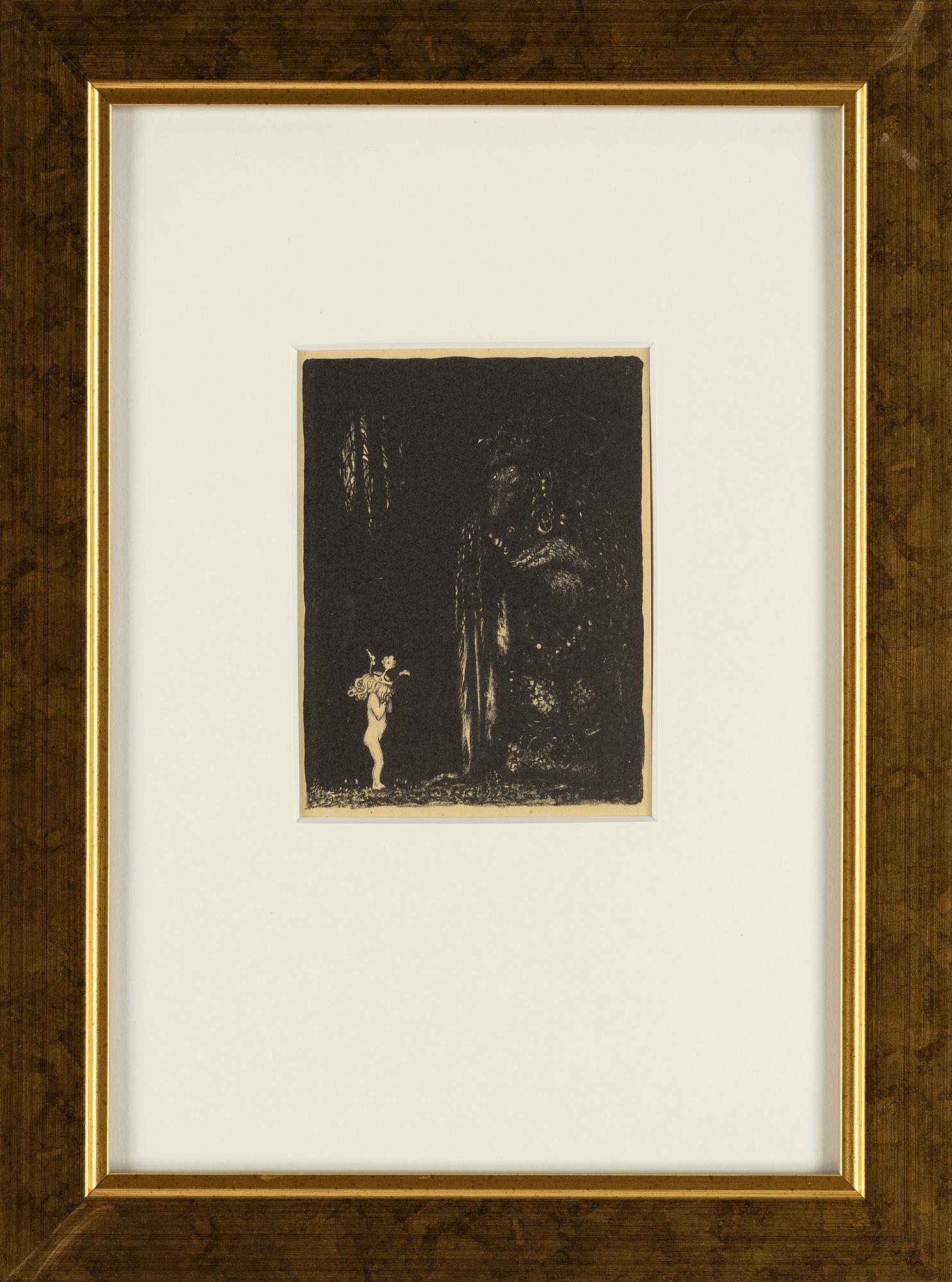 John Bauer, litografi, ur sviten: "Troll", 1915. Signerad JB i trycket.