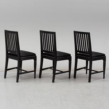 a set of three gustavian chairs.