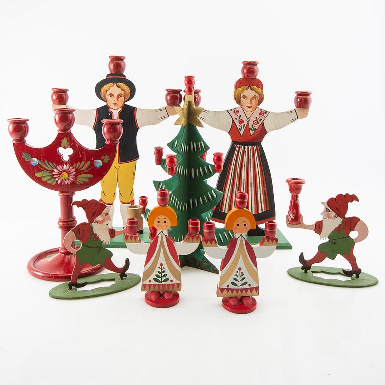 Candelabras/Candle holders 8 pcs 20th century painted wood,