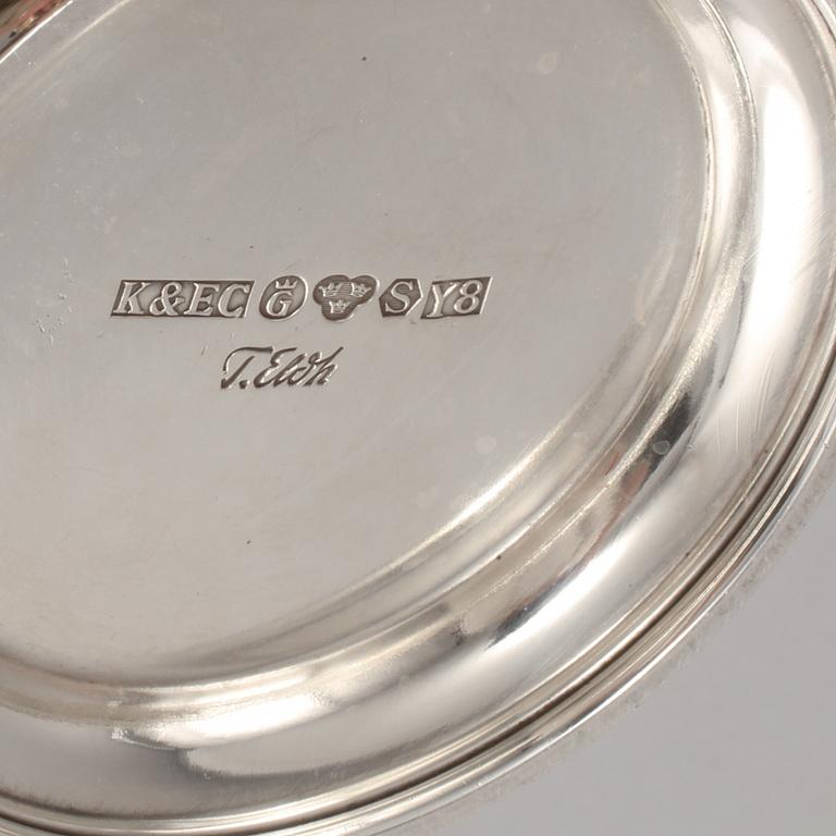 KAFFESERVIS, 3+1 delar, silver, Tore Eldh, Ceson, Göteborg, 1949 samt 1960. Total vikt 845 gram.