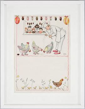 129. Elsa Beskow, "Bagare och höns" (The baker and hens).