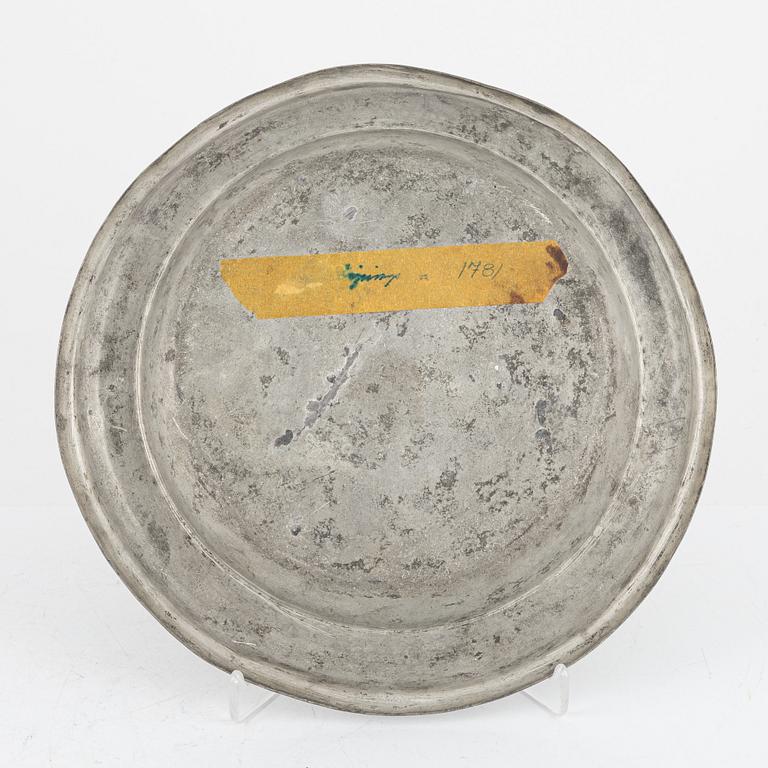 A group of eight Swedish pewter dishes, 18th-20th Century, including Mathias Norling, Jönköping, 1863.