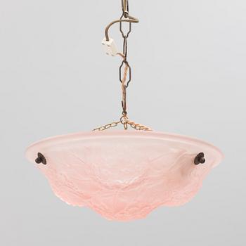 A glass ceiling lamp, probably France, first half of the 20th Century.