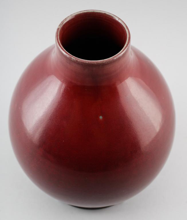 Carl Halier, & Knud Andersen, a stoneware and patinated bronze jar, lid and base, Royal Copenhagen, Denmark 1935.