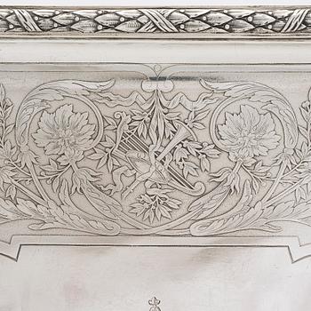 A French silver tray, maker's mark of Charles Mérite, before year 1892.