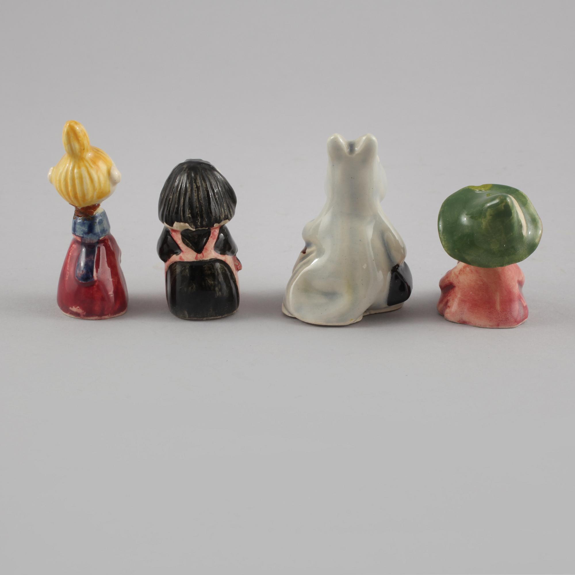 MUMINFIGURER, 4 st, porslin, Berit Ternell för Bobergs Fajansfabrik, Gävle, omkring 1900-talets mitt.