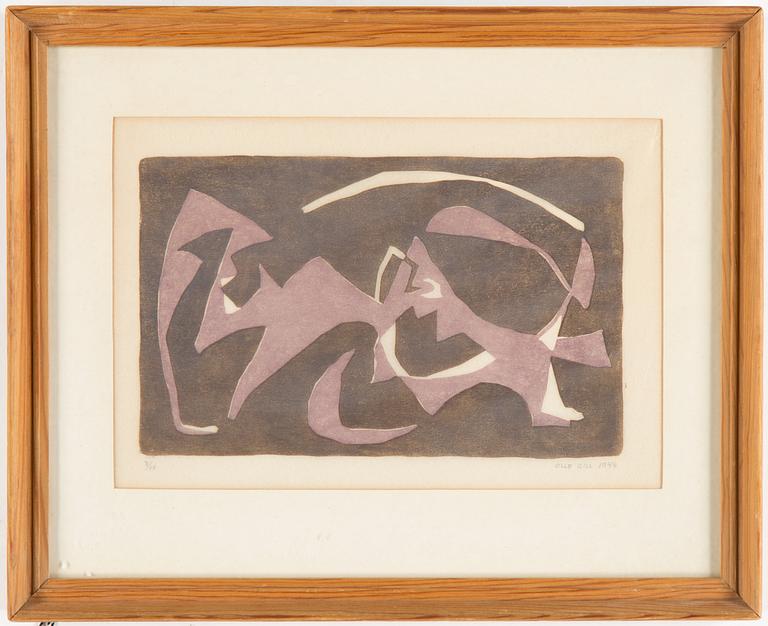 OLLE GILL, linoleum print, signed and numbered 3/15. Dated 1948.