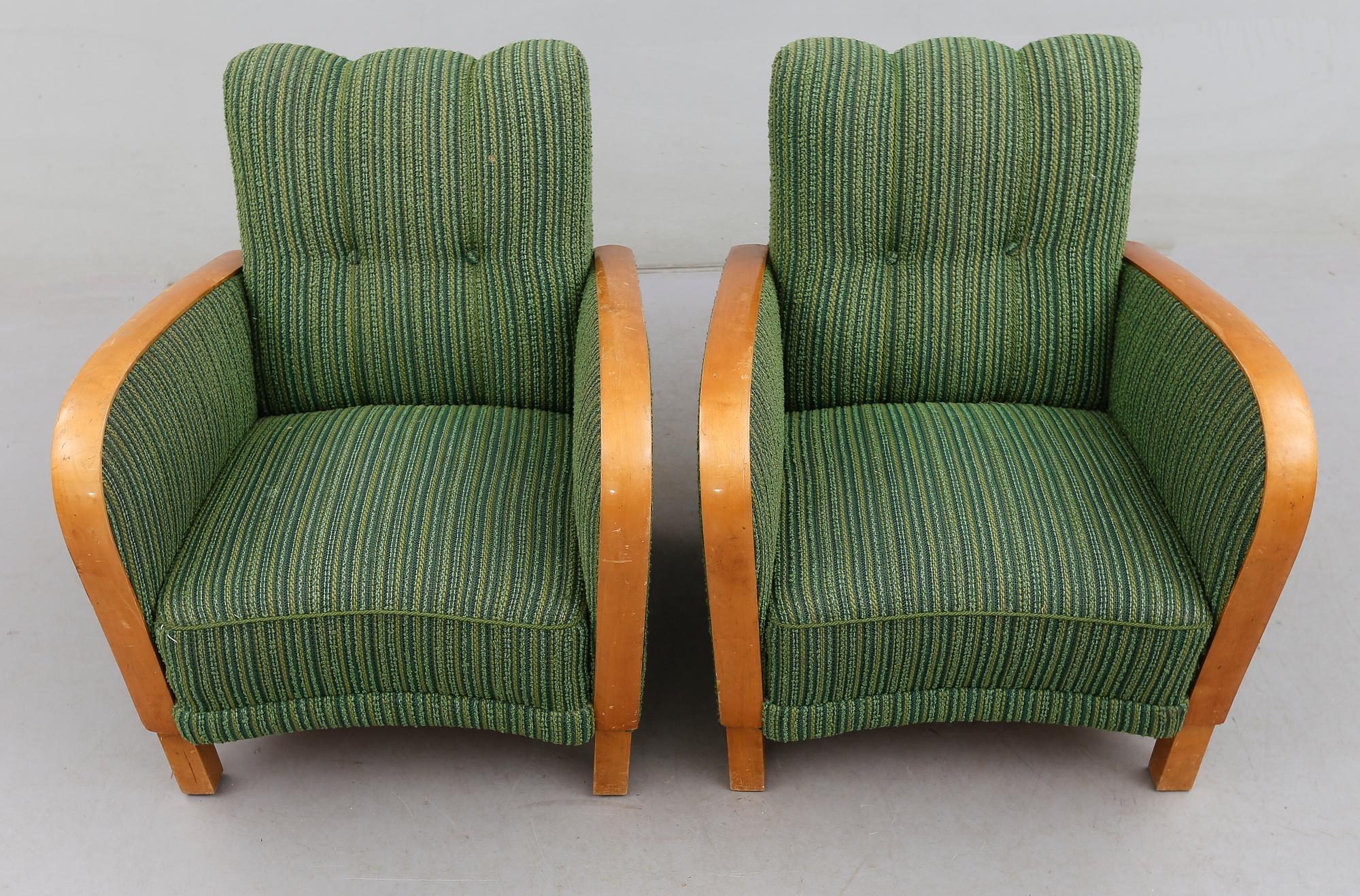 FÅTÖLJER, 1 par, 1900-talets första hälft.