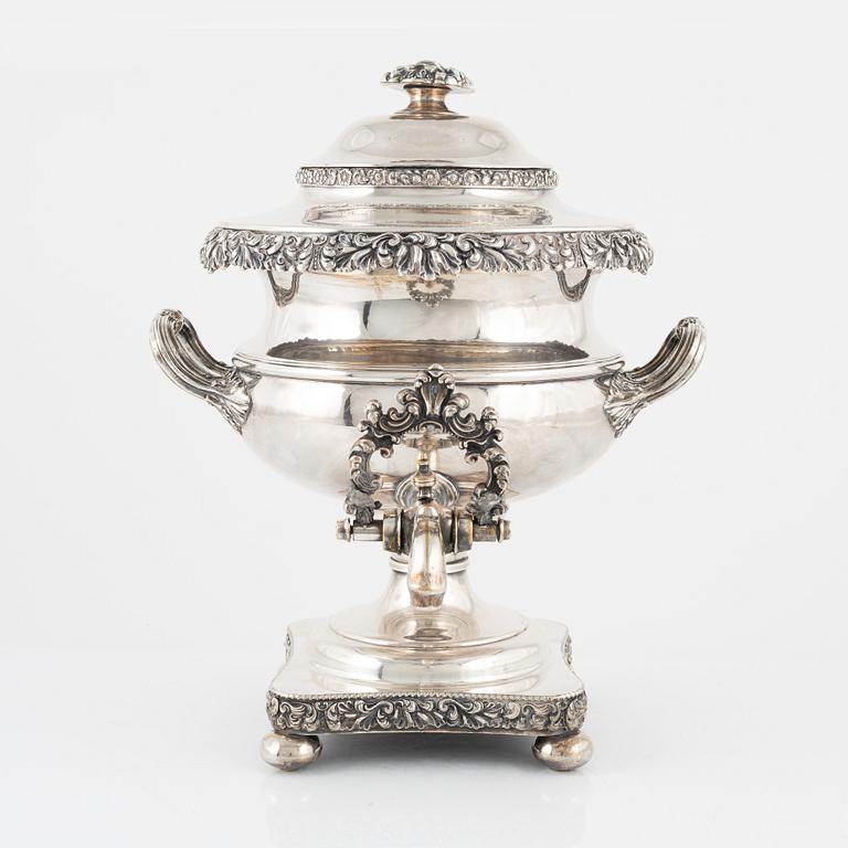 Samovar, nysilver, omkring 1900.